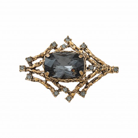 Broche Monica Di Creddo Luiza Cristais Ouro Vintage