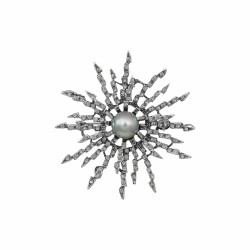 Broche Monica Di Creddo Sunrise Pérola Prata Vintage