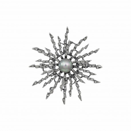 Broche Monica Di Creddo Sunrise Pérola Prata Vintage