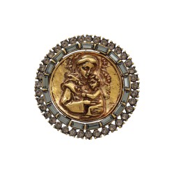 Broche Monica Di Creddo Medalha Santo Antonio Ouro Vintage