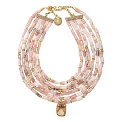 Colar Camila Klein Memories Duplo Opala Rosa Ouro Velho
