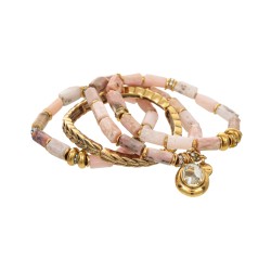 Pulseira Camila Klein Memories Kit Opala Rosa Ouro Velho