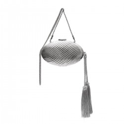 Bolsa Isla Clutch Oval Metal Prata
