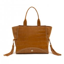 Bolsa Isla Zaira Tote Couro Caiman Camurça Mel