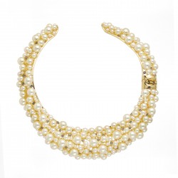 Colar Nádia Gimenes Exagerado Choker Pérolas Dourado