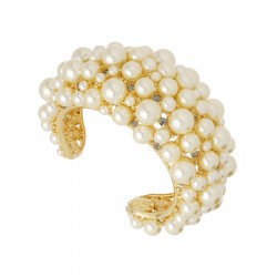 Pulseira Nádia Gimenes Exagerado Bracelete Pérolas Dourado