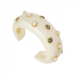 Pulseira Nádia Gimenes Exagerado Bracelete Pérolas Dourado