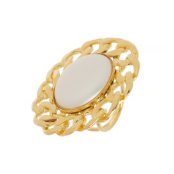 Anel Nádia Gimenes Pearl Link Pérola Dourado