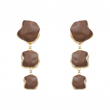 Brinco Nádia Gimenes Mocha & Cherry Pressão Dourado