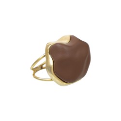 Anel Nádia Gimenes Mocha & Cherry Botão Dourado