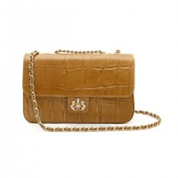 Bolsa Isla Anne Jumbo Couro Natural Caiman Mel Ouro