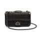 Bolsa Isla Anne Baguete Palha Couro Preto