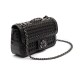 Bolsa Isla Anne Baguete Palha Couro Preto