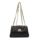 Bolsa Isla Flap Tressê Couro Preto Ouro