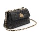 Bolsa Isla Flap Tressê Couro Preto Ouro