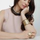 Colar Luiza Rogi Ava Fios Couro Marrom Prata Envelhecido