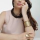 Colar Luiza Rogi Ava Fios Couro Marrom Ouro Envelhecido