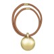 Colar Luiza Rogi Ava Aros Couro Camel Pingente Ouro Envelhecido