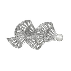 Broche Nádia Gimenes Espiral Cristais Prata Vintage P