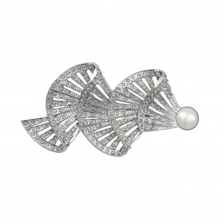 Broche Nádia Gimenes Espiral Cristais Prata Vintage P