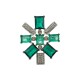 Broche Nádia Gimenes Medalhão Cristais Prata Vintage M