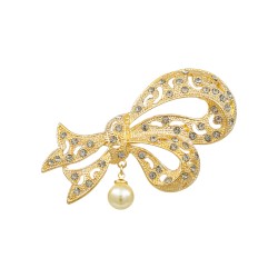 Broche Nádia Gimenes Laços Cristais Ouro Vintage M