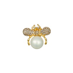 Broche Nádia Gimenes Brilliant Pérola Ouro Vintage