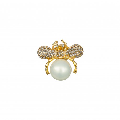 Broche Nádia Gimenes Brilliant Pérola Ouro Vintage
