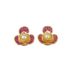 Broche Nádia Gimenes Flores Mini Cristais Ouro Vintage P