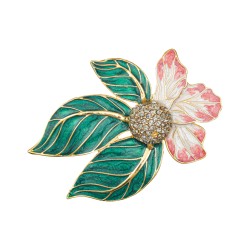Broche Nádia Gimenes Tulipa Esmatada Ouro Vintage M