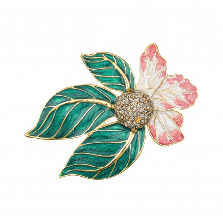 Broche Nádia Gimenes Tulipa Esmatada Ouro Vintage M
