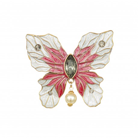 Broche Nádia Gimenes Borboleta Esmaltada Ouro Vintage M