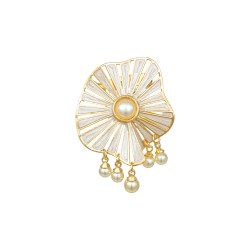 Broche Nádia Gimenes Espiral Pérolas Ouro Vintage P