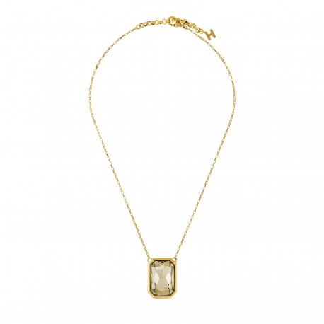 Colar Hector Albertazzi Art Déco Midi Cristal Fumê Ouro Vintage