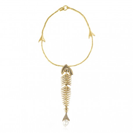 Colar Claudia Arbex Ocean Deep Choker Ouro Vintage