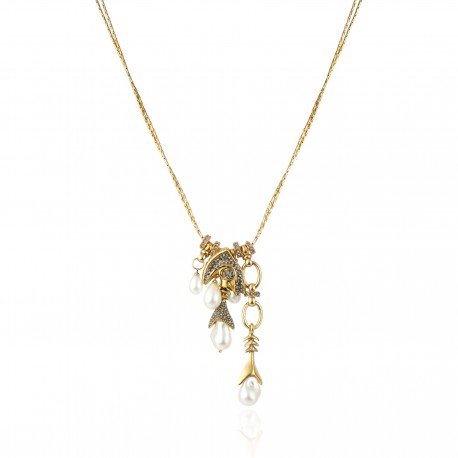 Colar Claudia Arbex Ocean Deep Pingentes Ouro Vintage