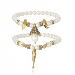 Pulseira Claudia Arbex Ocean Deep Kit Pérolas Ouro Vintage