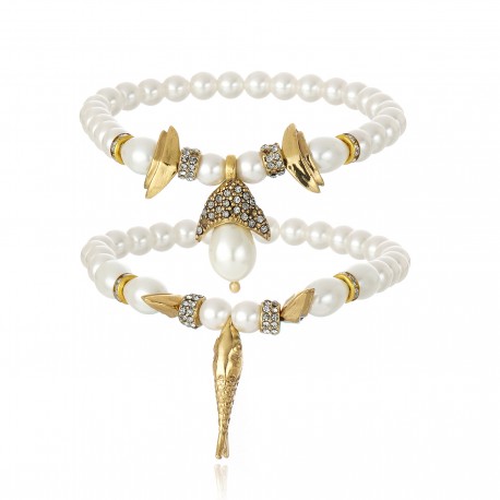 Pulseira Claudia Arbex Ocean Deep Kit Pérolas Ouro Vintage