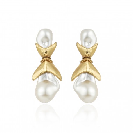 Brinco Claudia Arbex Ocean Deep Pérola Ouro Vintage