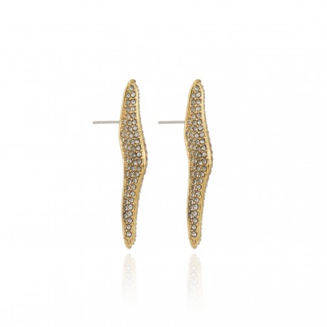 Brinco Claudia Arbex Ocean Deep Cristais Ouro Vintage