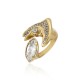 Anel Claudia Arbex Ocean Deep Cristais Ouro Vintage
