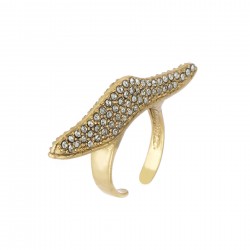 Anel Claudia Arbex Ocean Deep Cristais Ouro Vintage