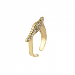 Anel Claudia Arbex Ocean Deep Cristais Ouro Vintage
