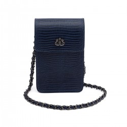 Bolsa Isla Phone Pouch Tampa Couro Lizard Marinho