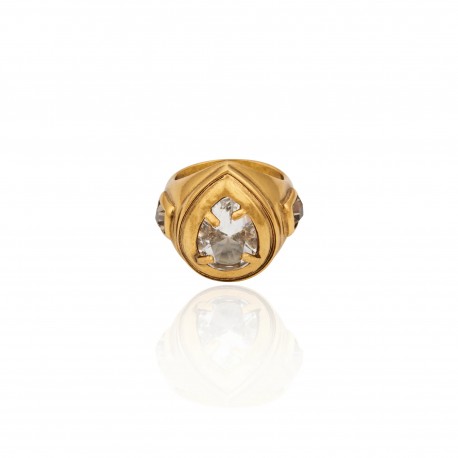 Anel Camila Klein Aura Em Fluxo Cristal Ouro Velho