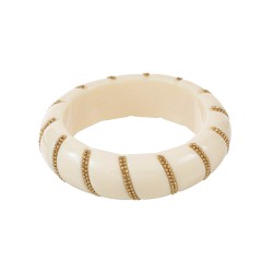 Pulseira Maria Chic Acessórios Acrílica Off Whithe Dourado