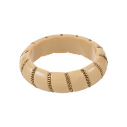 Pulseira Maria Chic Acessórios Acrílica Nude Dourado