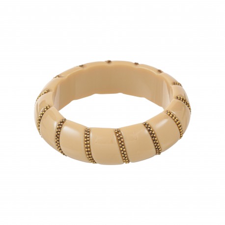 Pulseira Maria Chic Acessórios Acrílica Nude Dourado