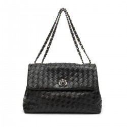Bolsa Isla Helen Flap Tressê Couro Preto Onix