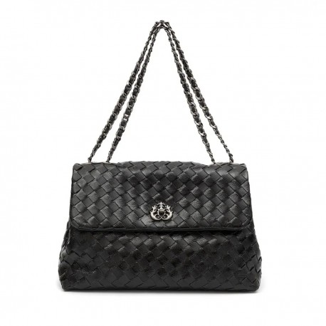 Bolsa Isla Helen Flap Tressê Couro Preto Onix